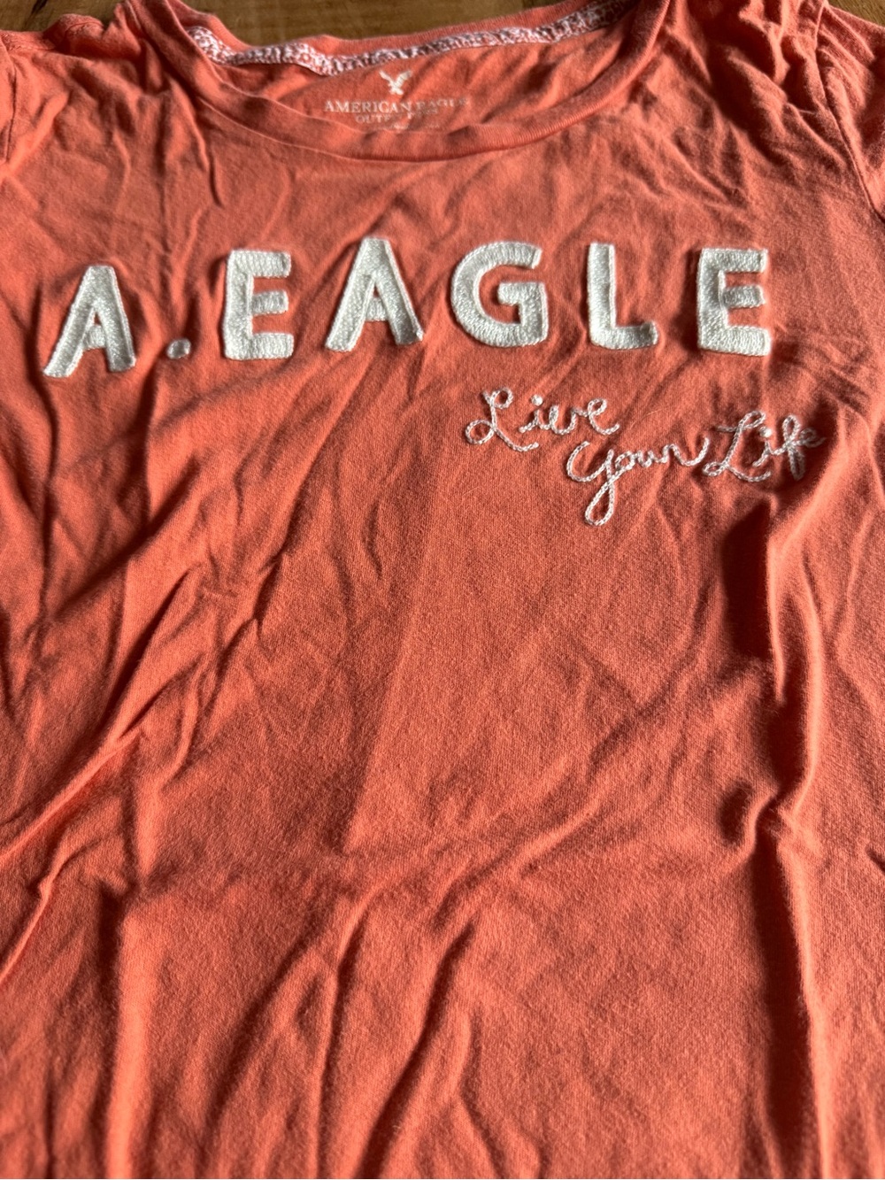 American Eagle Outfitters Womens Coral 'A.Eagle' Graphic Tee